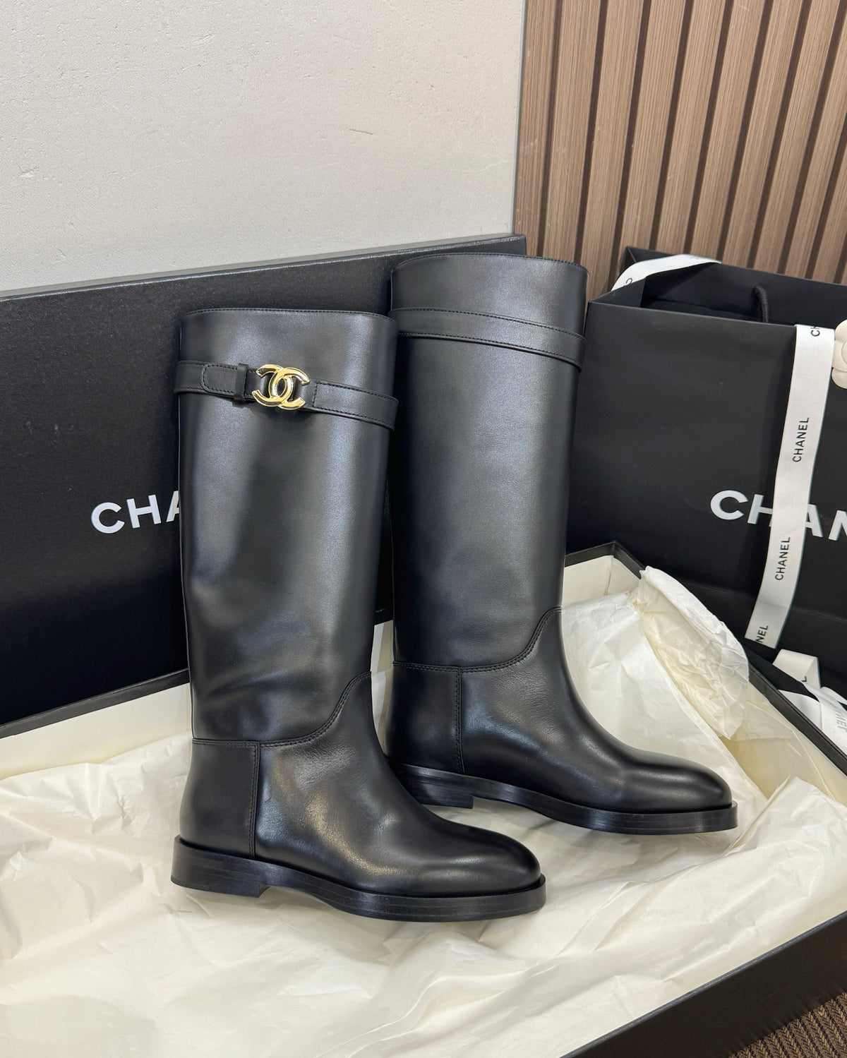 C 가을 겨울 CC 로고 하이 부츠
