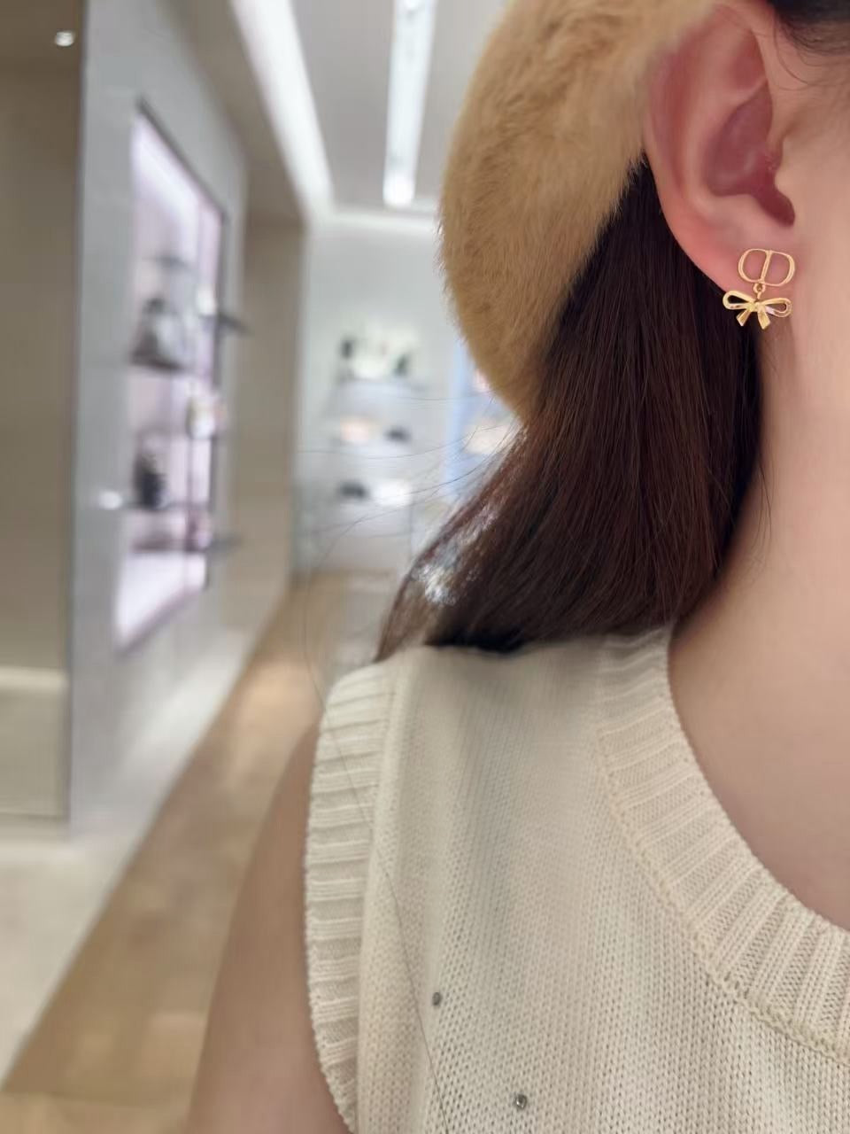 디올 CD 미니 보우 귀걸이