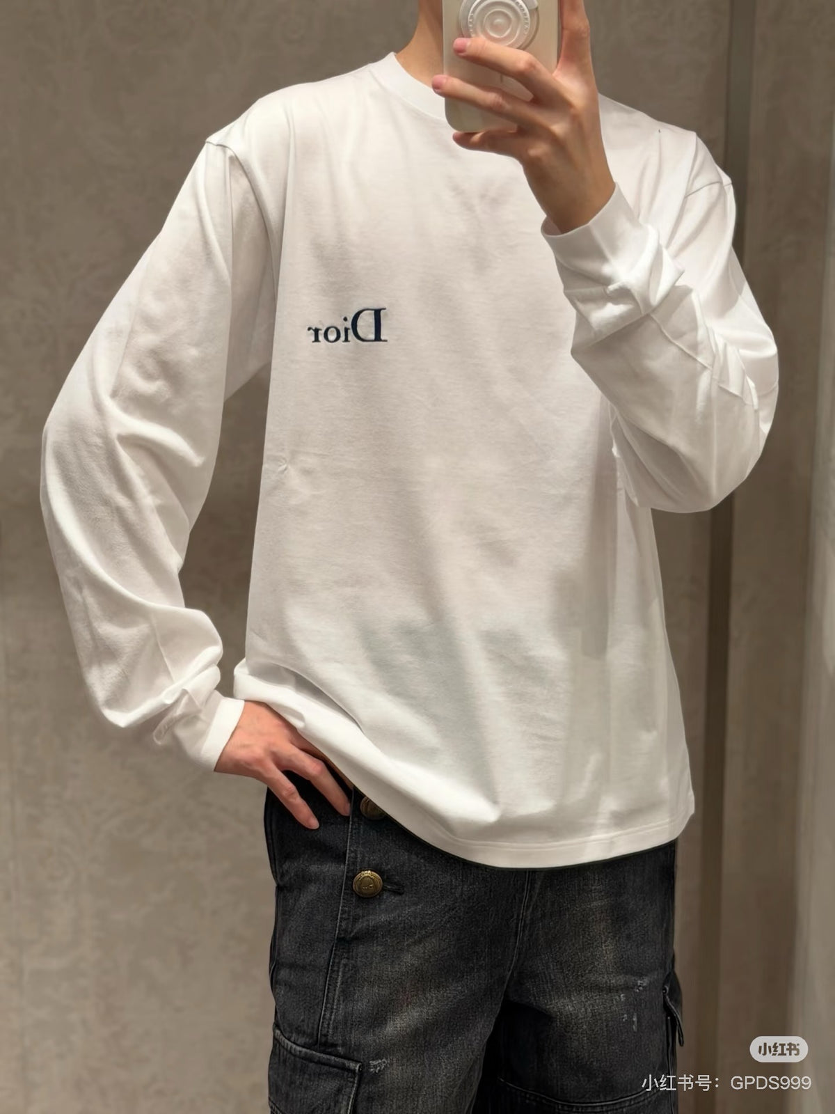 디올 자수 롱슬리브
