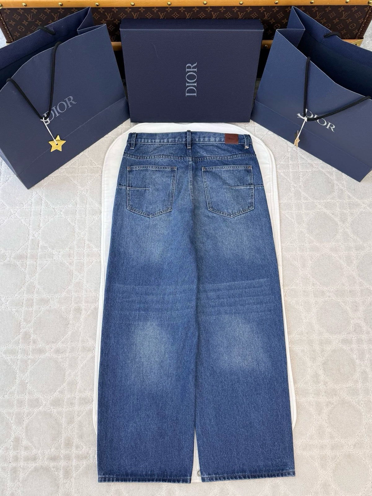 디올 배색 라인 와이드 진