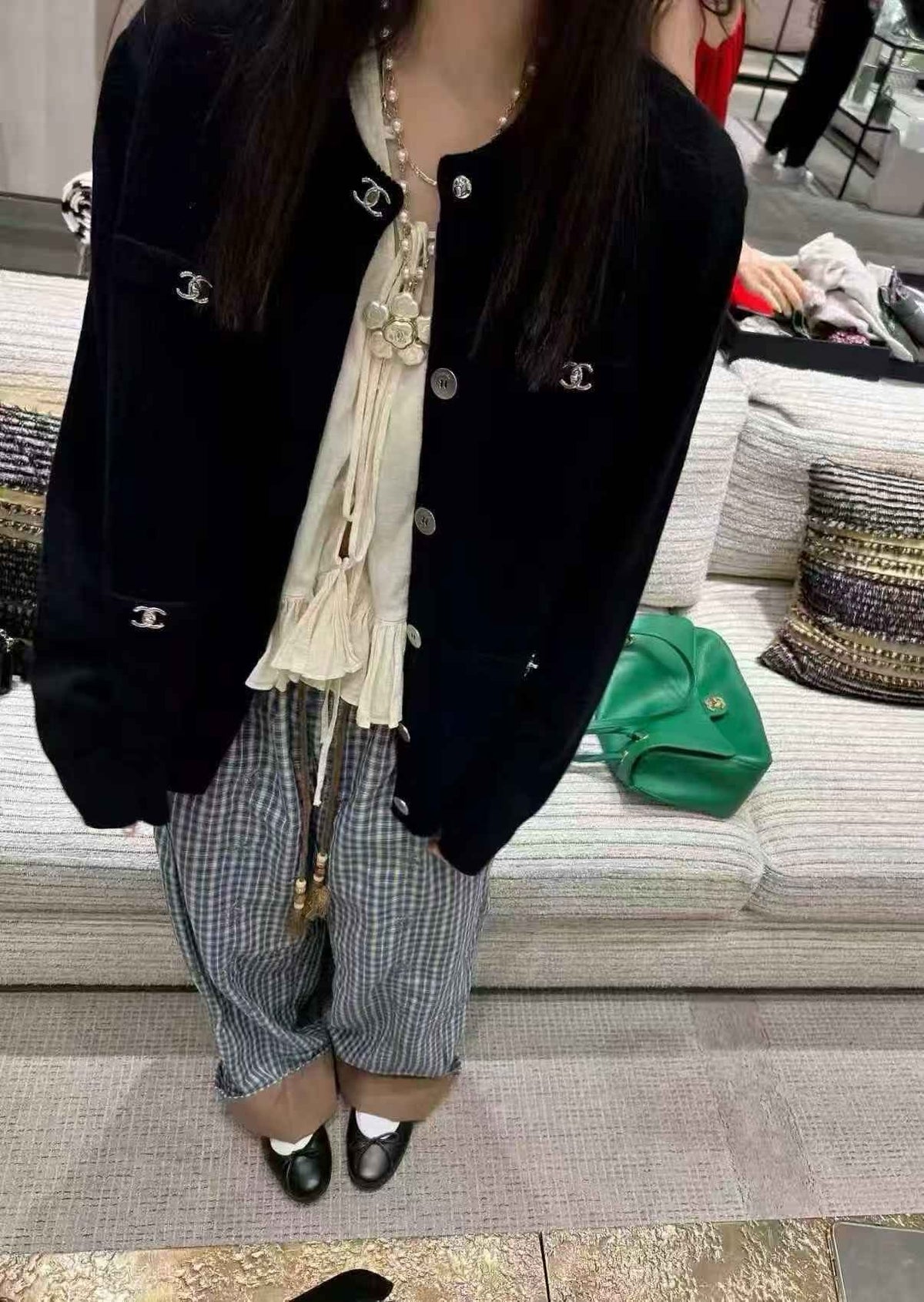 C 포켓 턴락 캐시미어 가디건