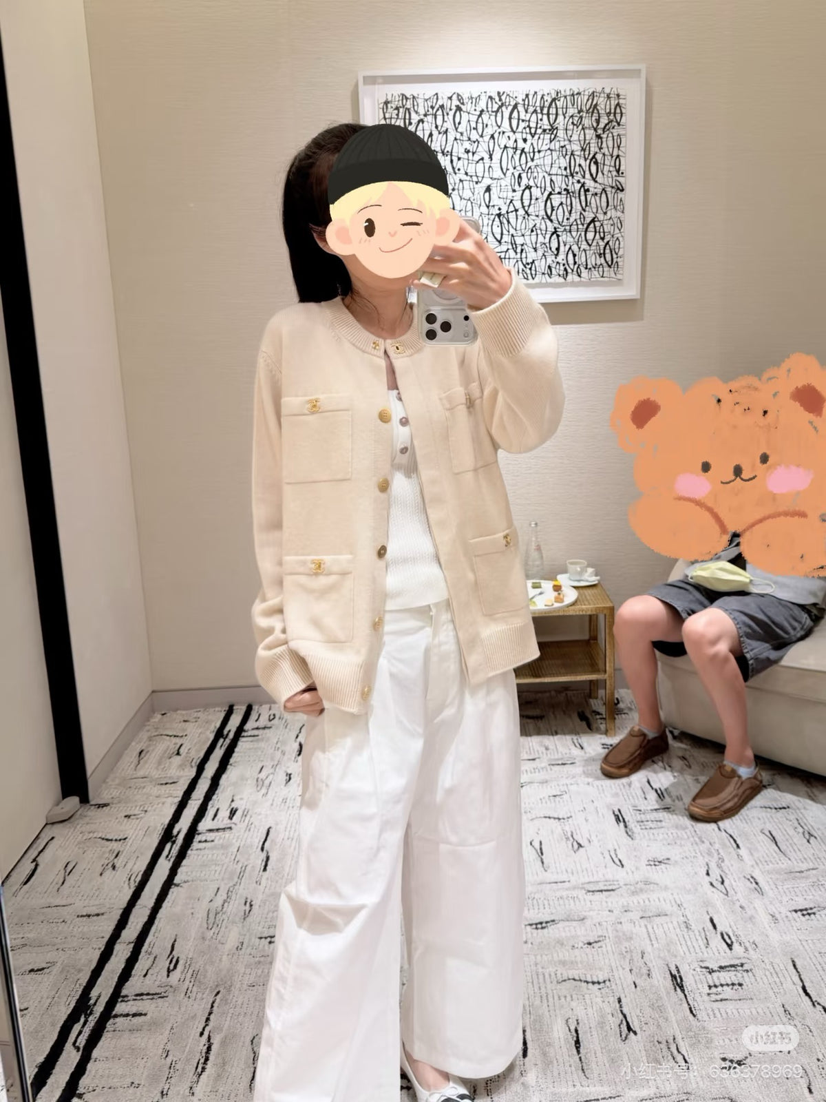C 포켓 턴락 캐시미어 가디건