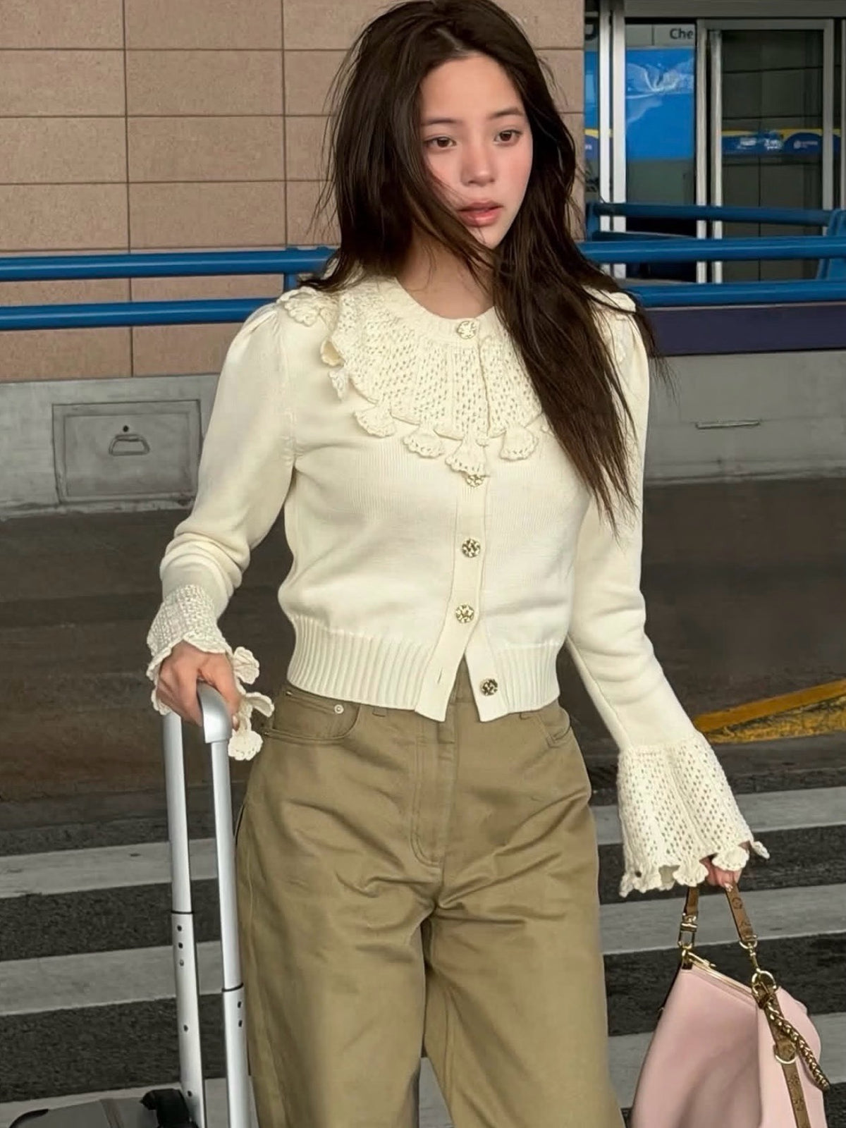 루이비통 크로셰 플라운스 가디건