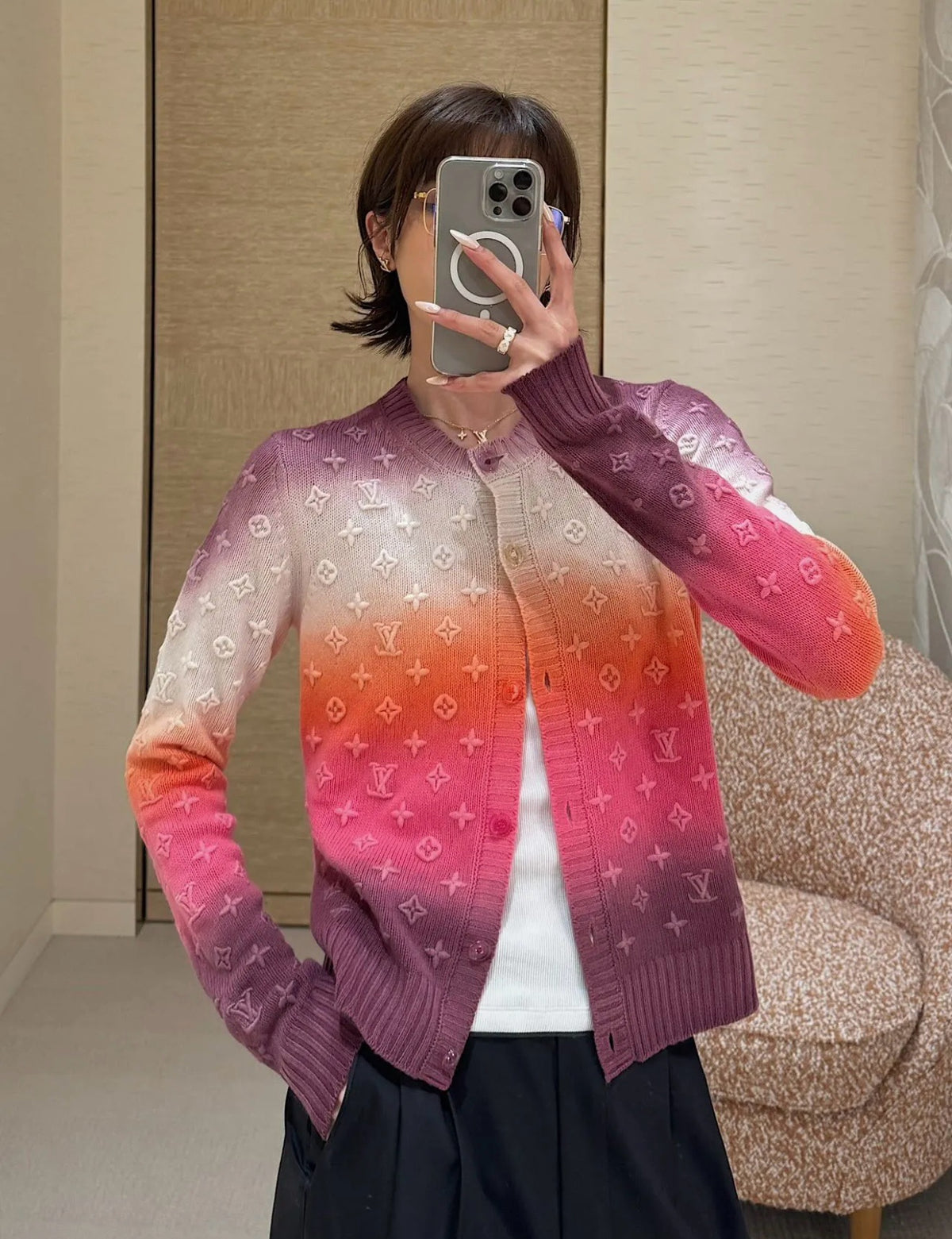 루이비통 3D 모노그램 타이다이 가디건