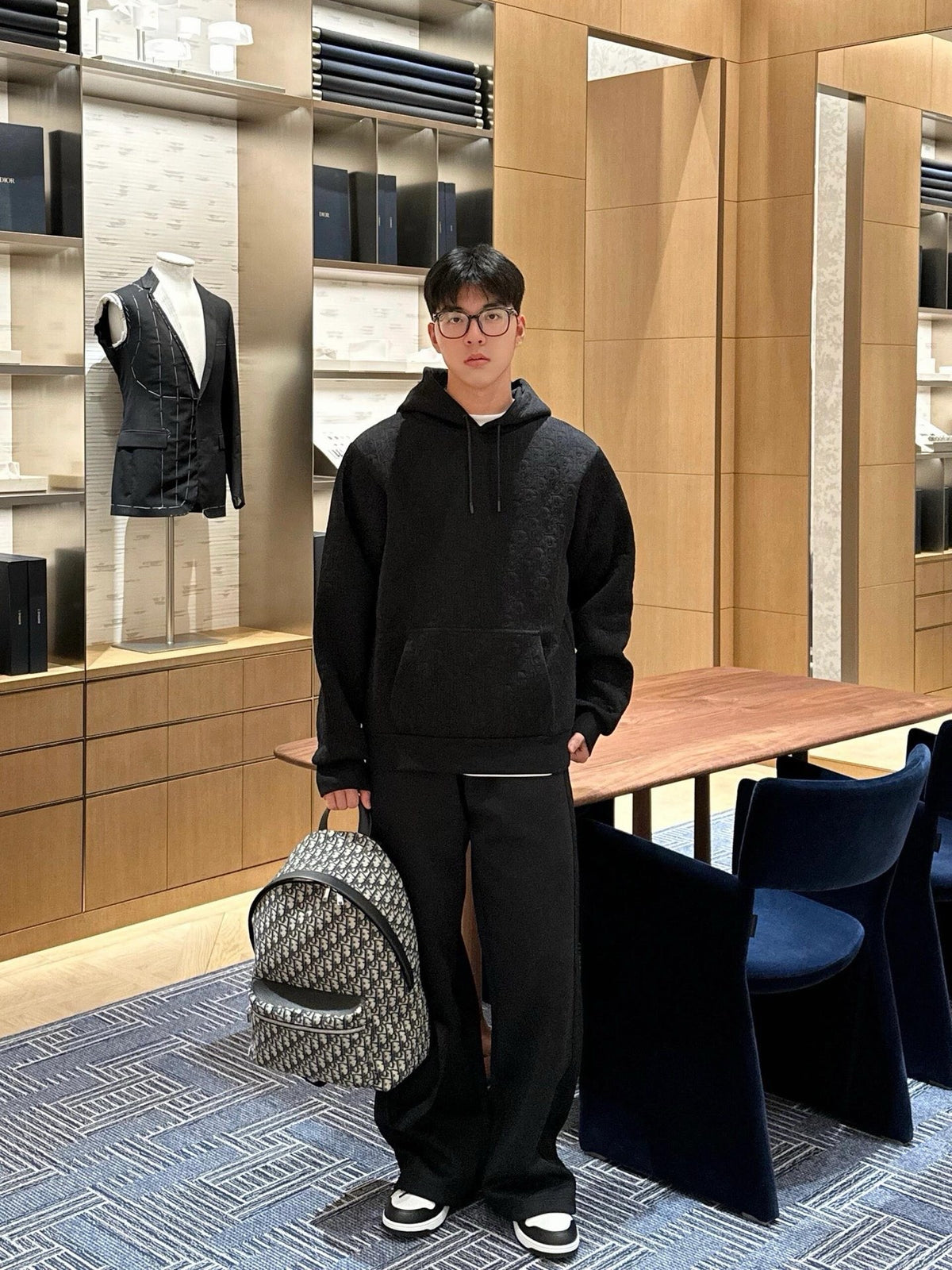 디올 오블리크 후드 스웨트셔츠