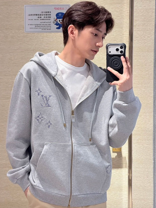 루이비통 엠브로이더드 시그니처 지퍼 후드집업