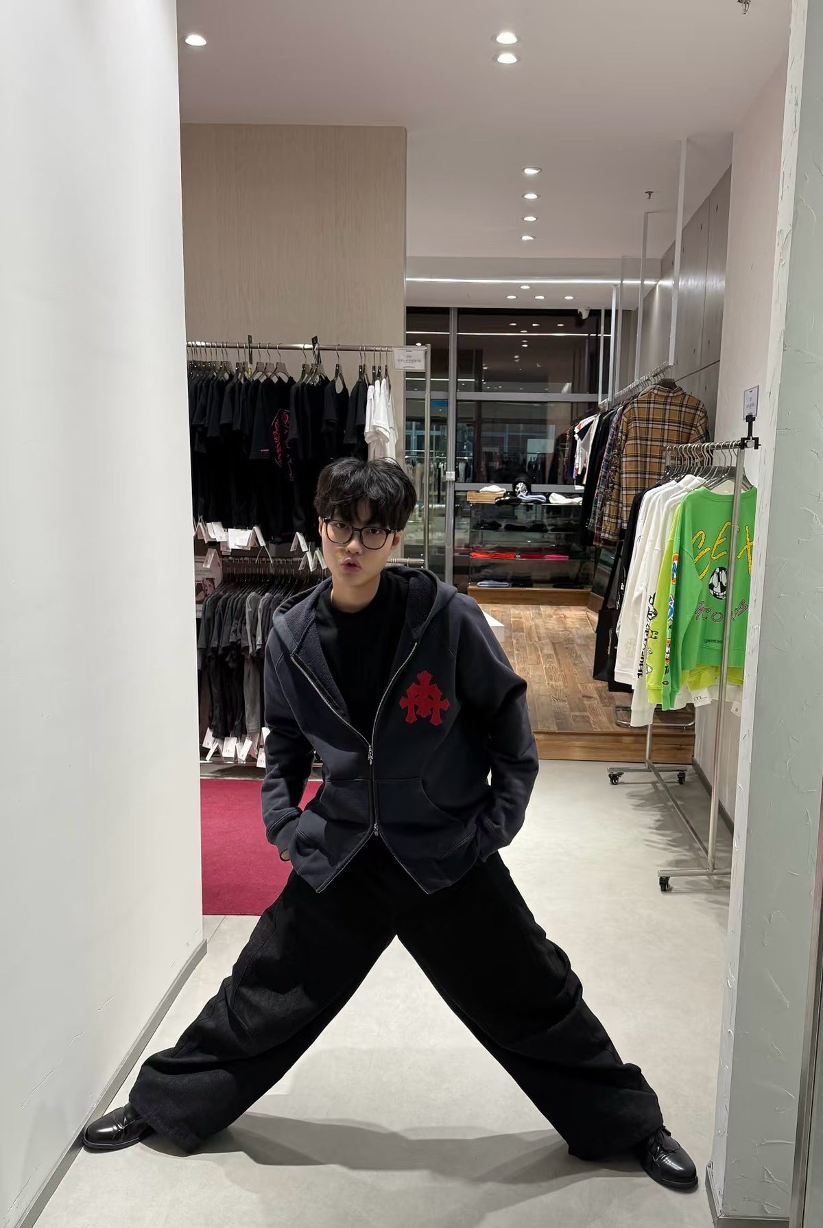 크롬하츠 페이퍼잼 레더패치 후드집업