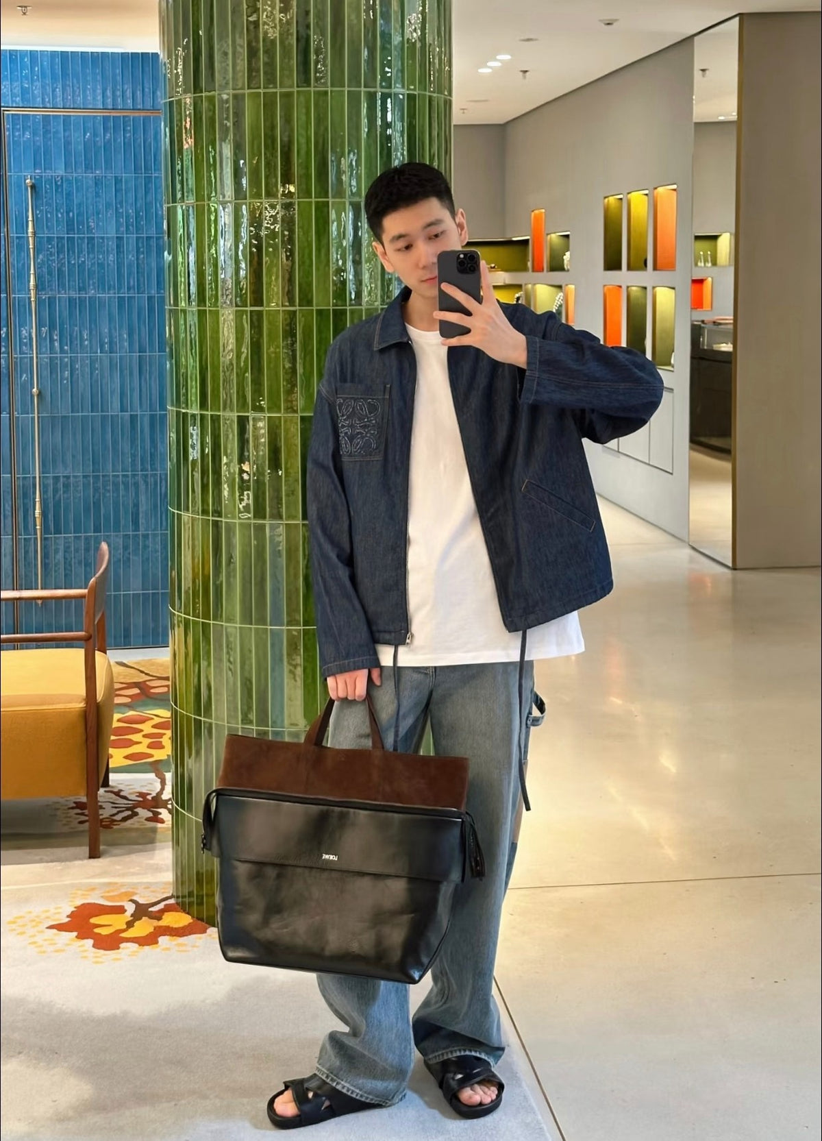 로에베 코튼 샴브레이 자켓