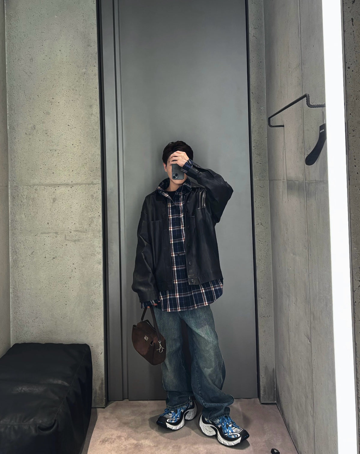 발렌시아가 블루 셔츠 레이어드 자켓