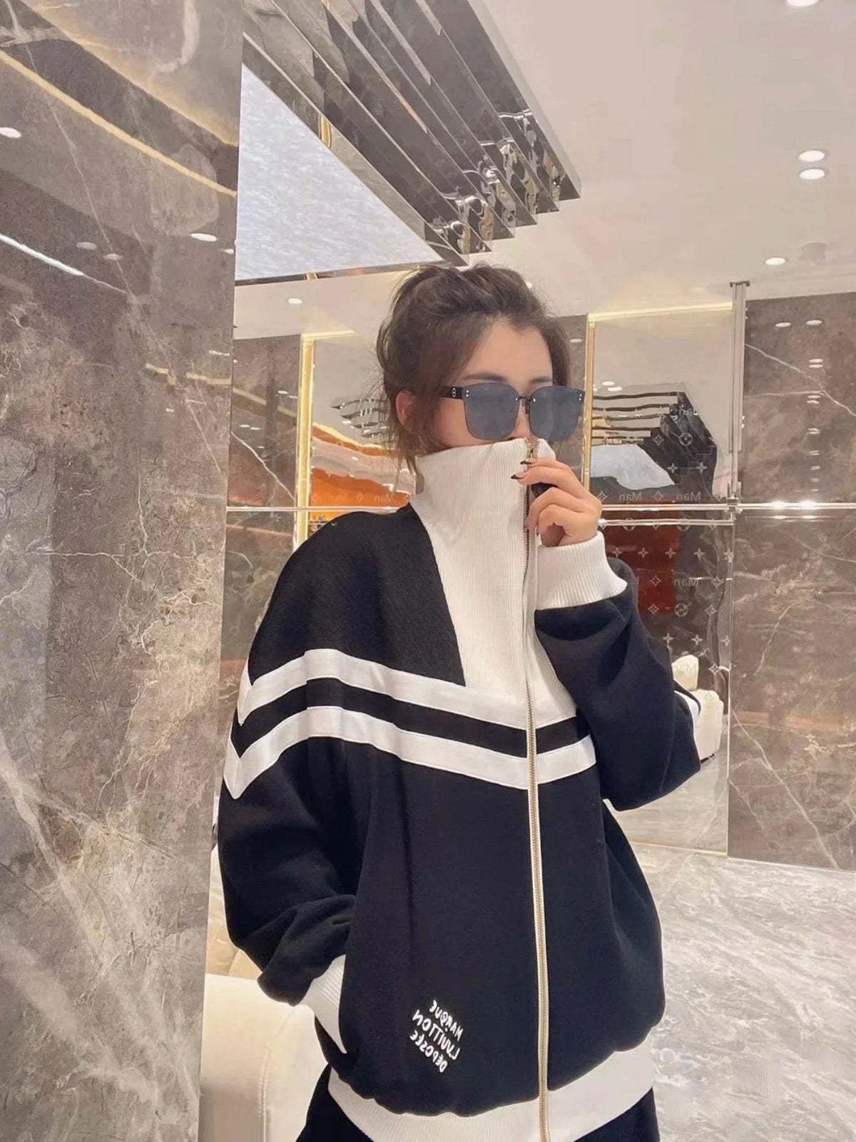 루이비통 니티드 코튼 세일러 블루종