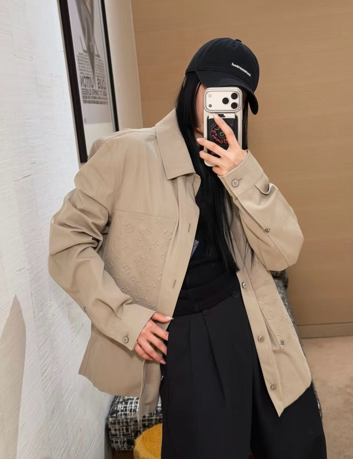 루이비통 엠보스드 시그니처 코튼 오버셔츠