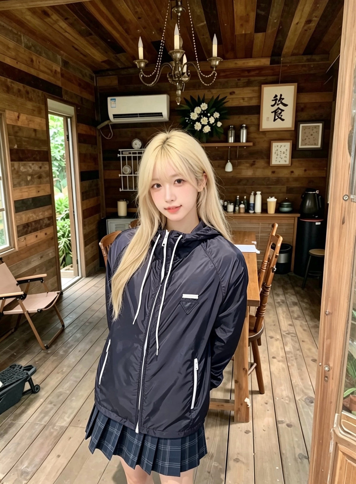 프라다 블루 리나일론 윈드브레이커