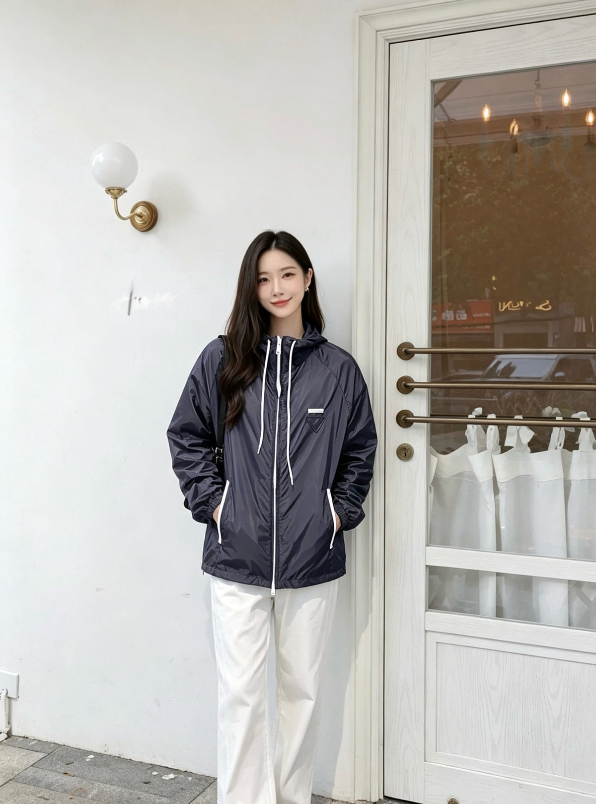 프라다 블루 리나일론 윈드브레이커