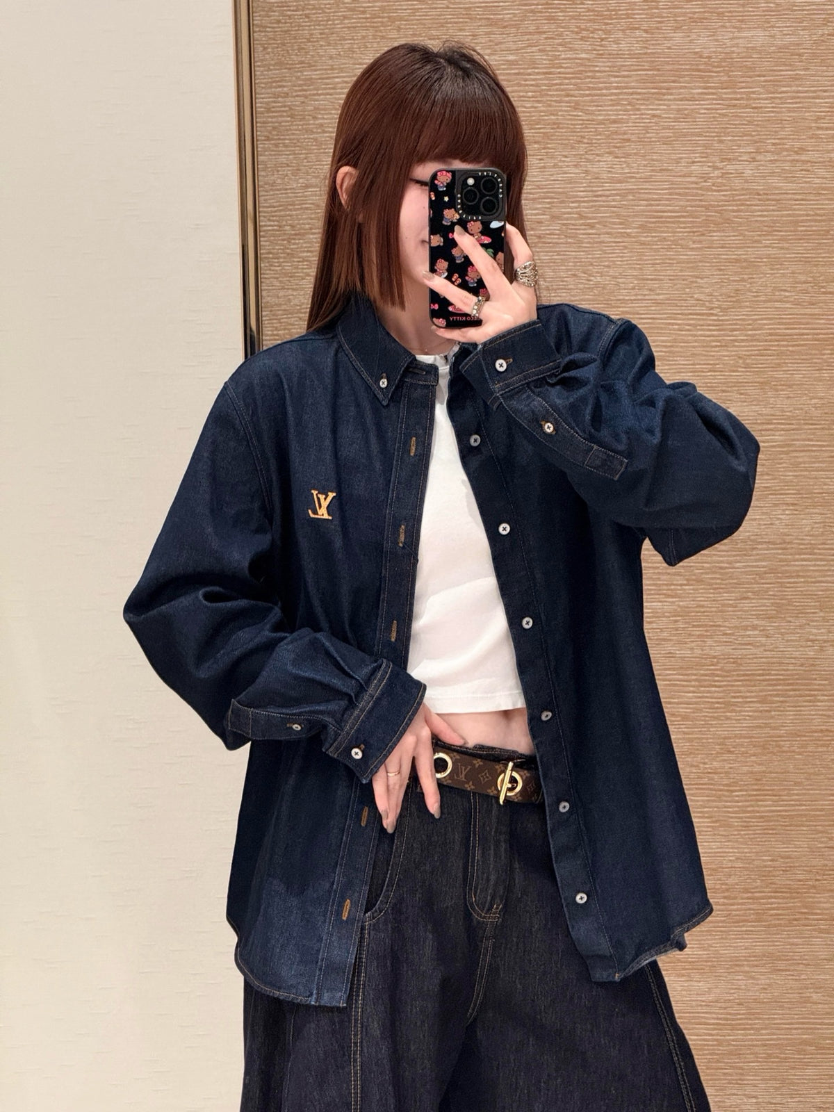 루이비통 데님 롱 슬리브드 셔츠