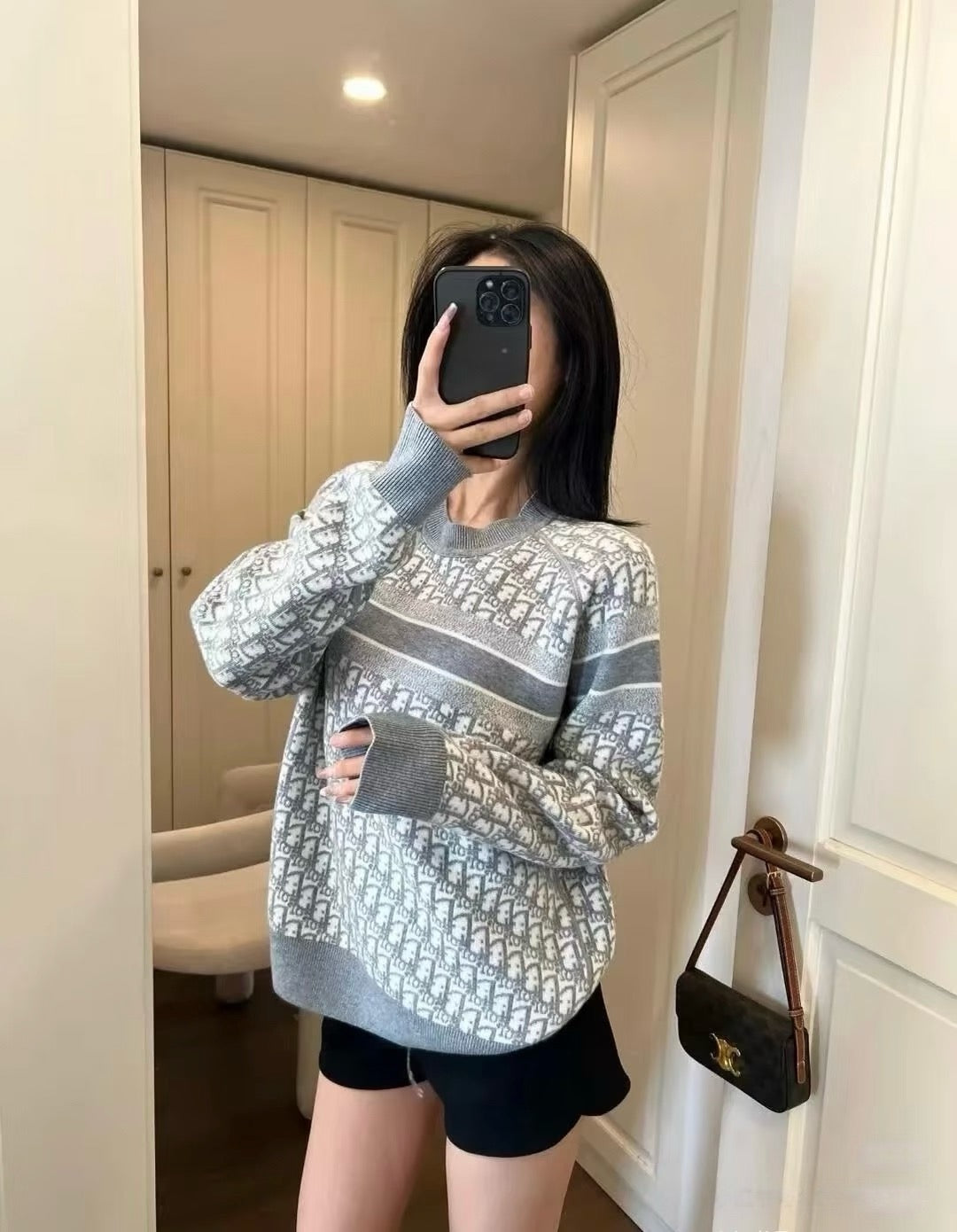 디올 리버서블 라운드 넥 스웨터
