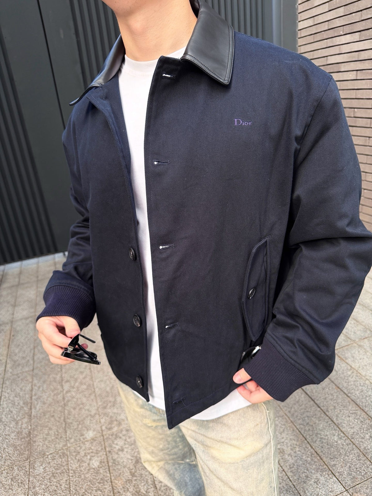 디올 블루 코튼 개바딘 블루종