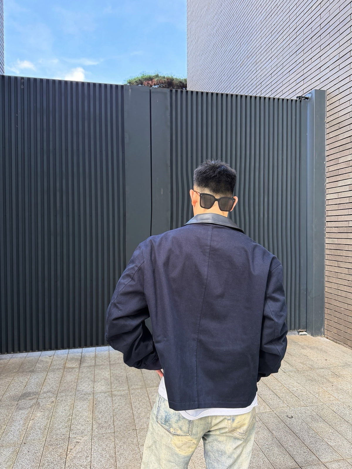 디올 블루 코튼 개바딘 블루종