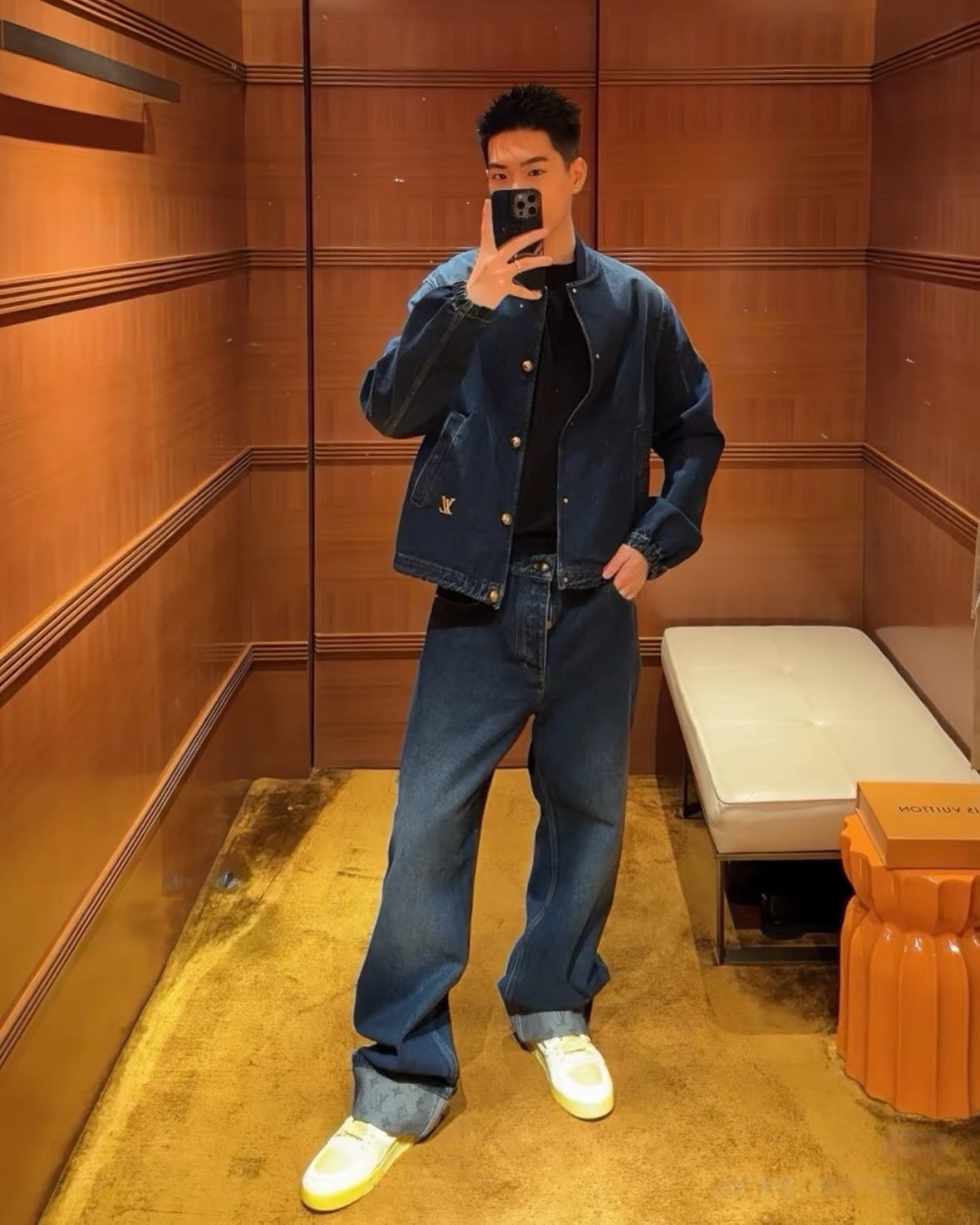 루이비통 데님 코치 자켓