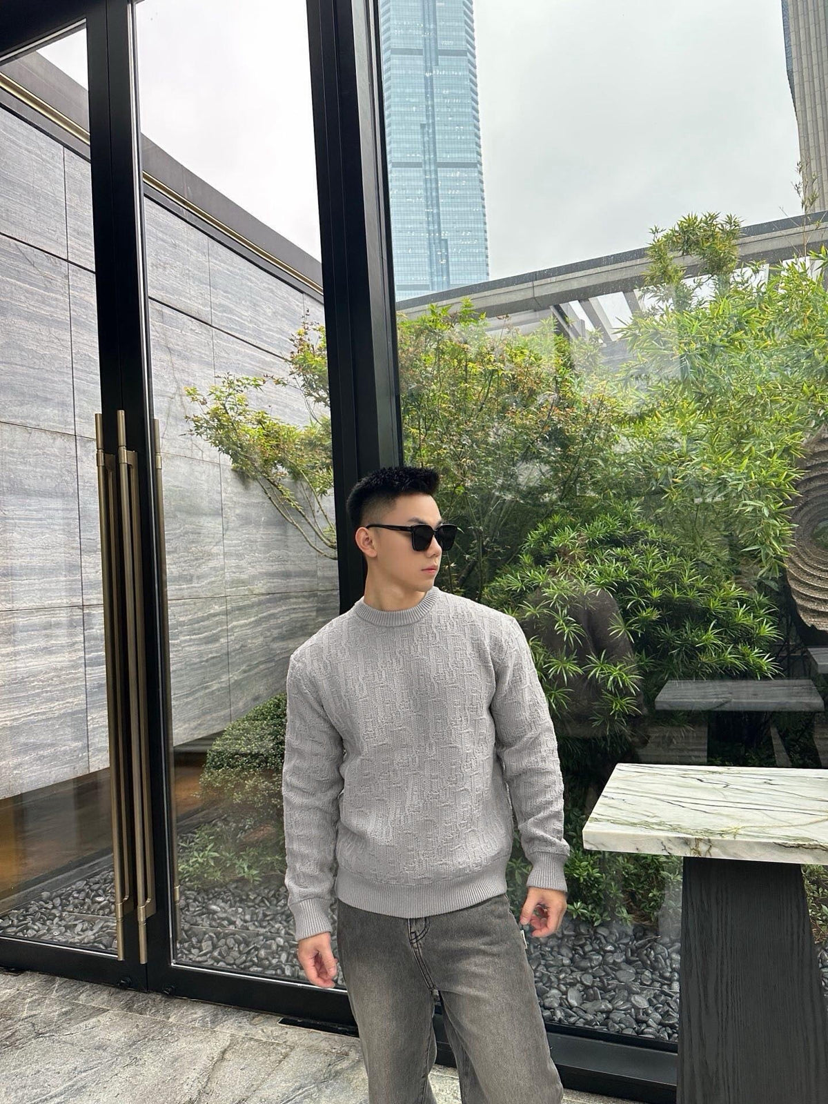 디올 오블리크 코튼 블렌드 스웨터