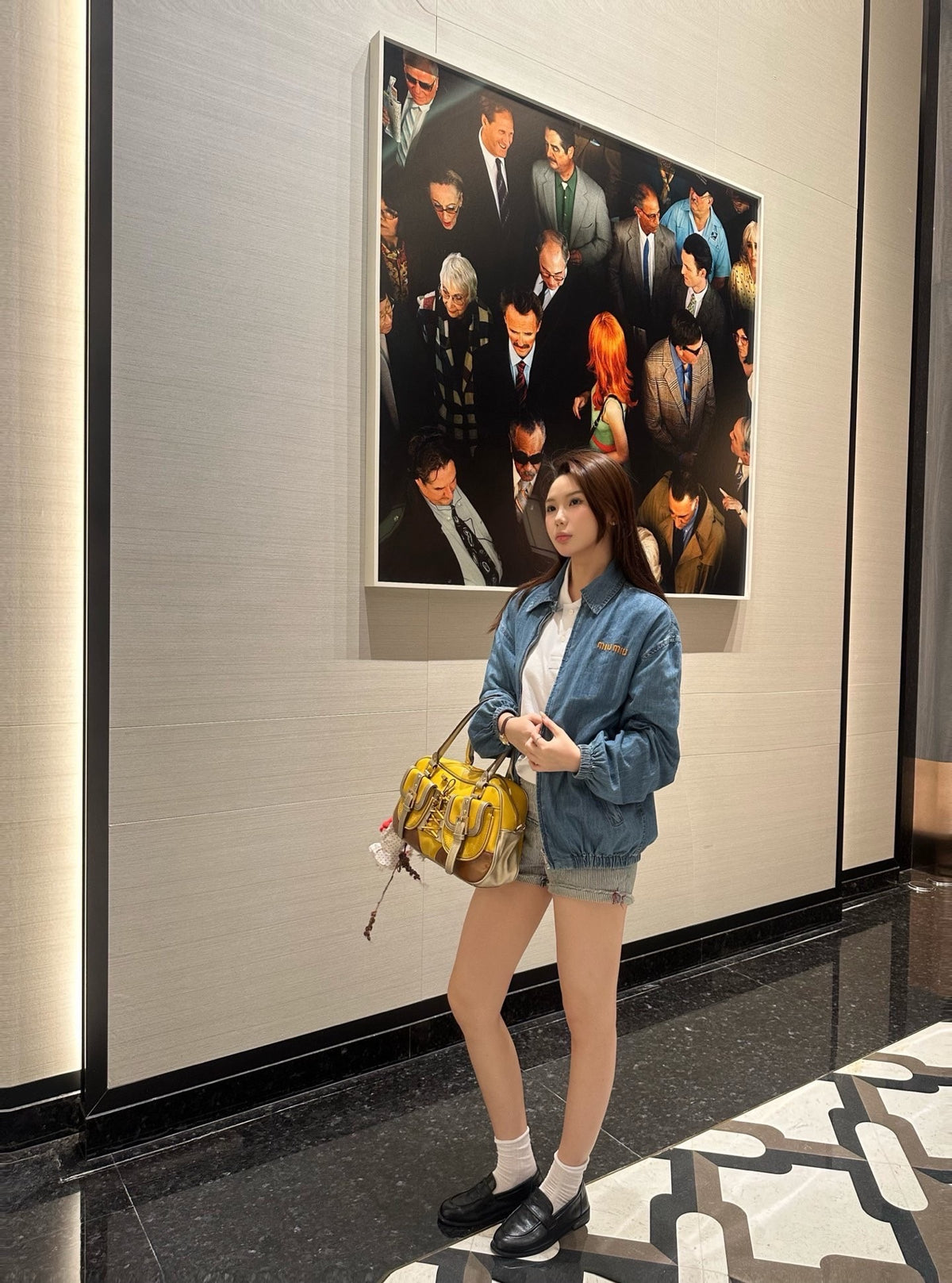 미우미우 샴브레이 블라우스 자켓