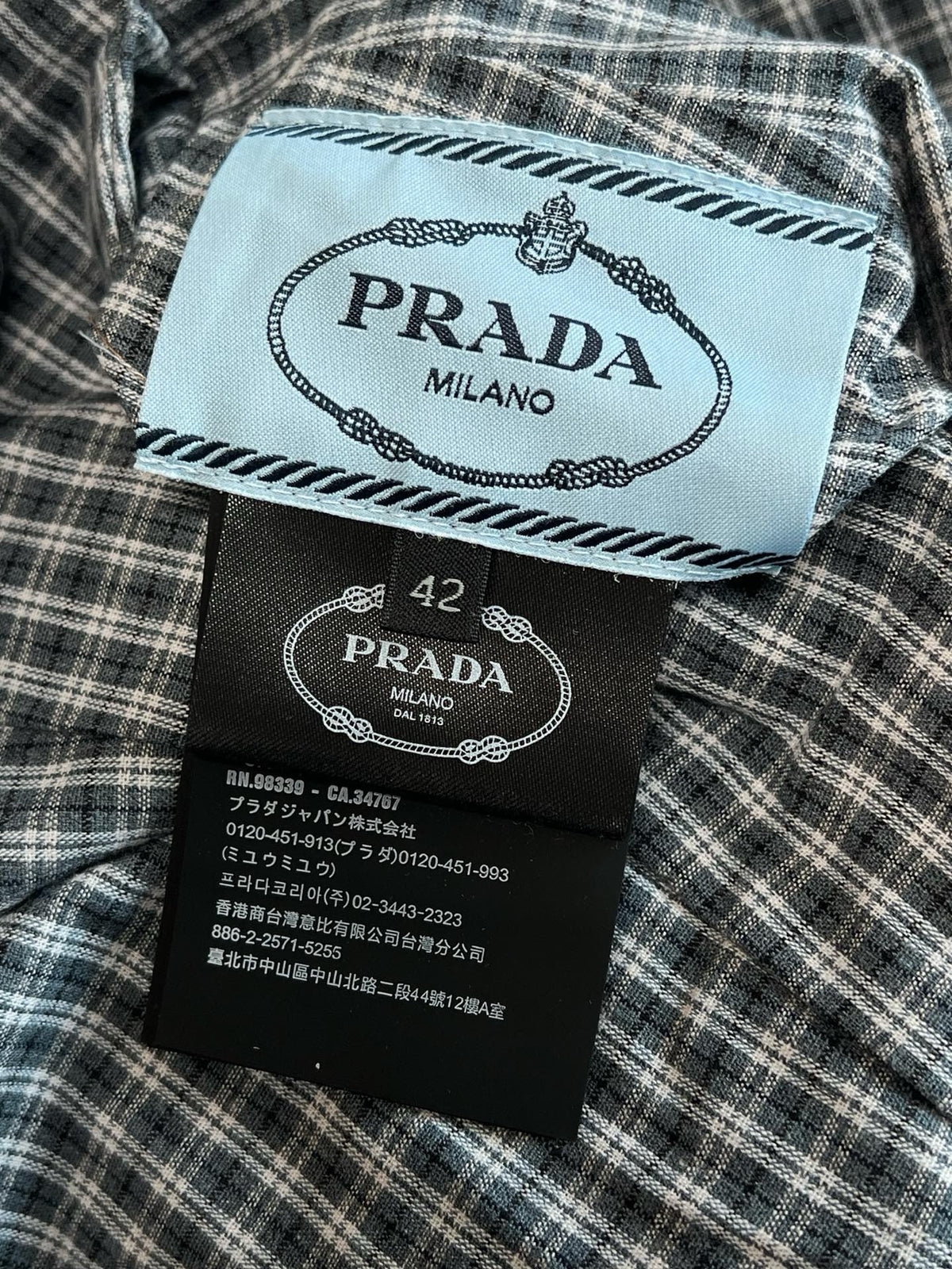프라다 체크 포인트 포플린 자켓