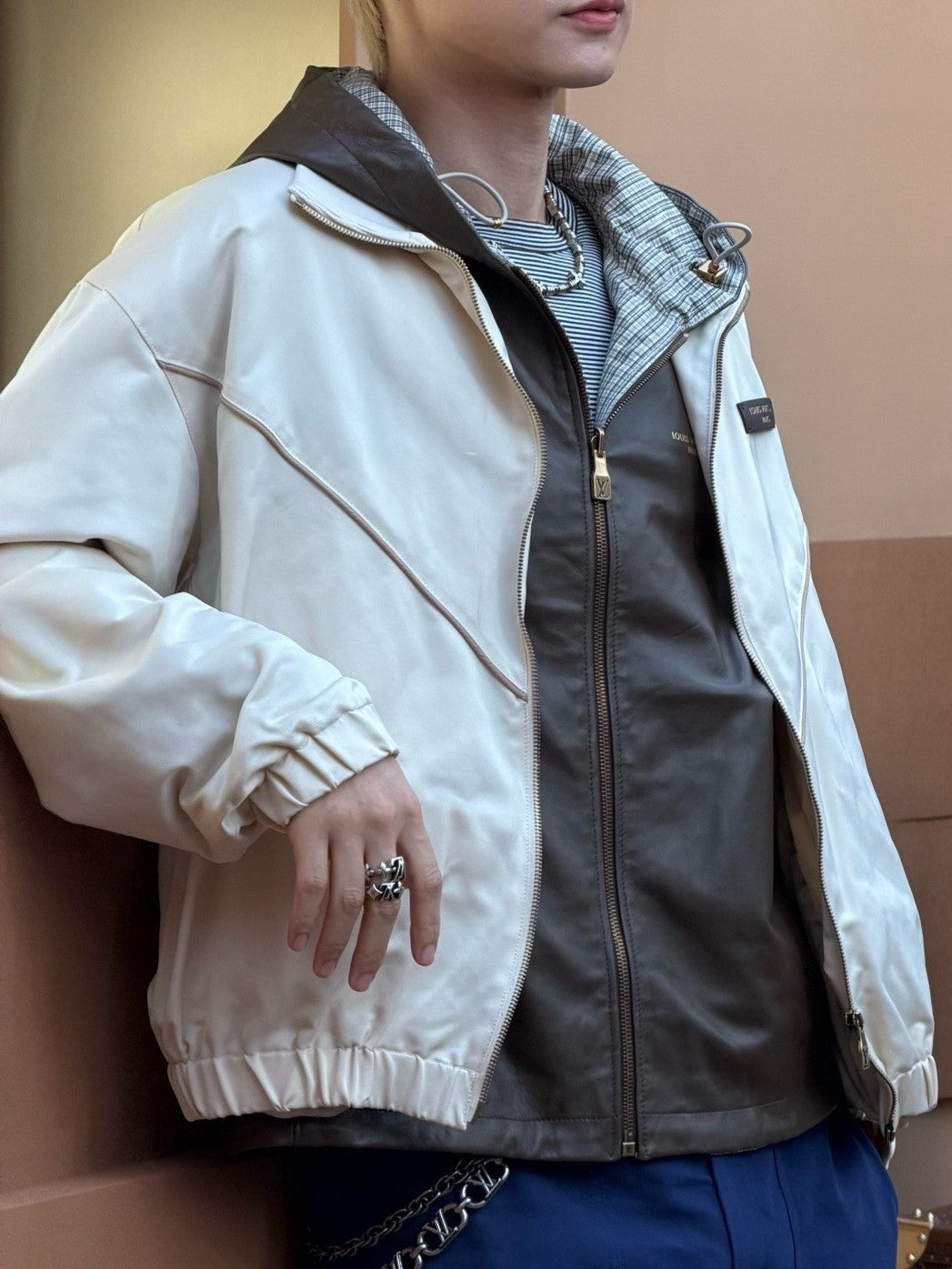 루이비통 새틴 트랙 톱 집업 자켓