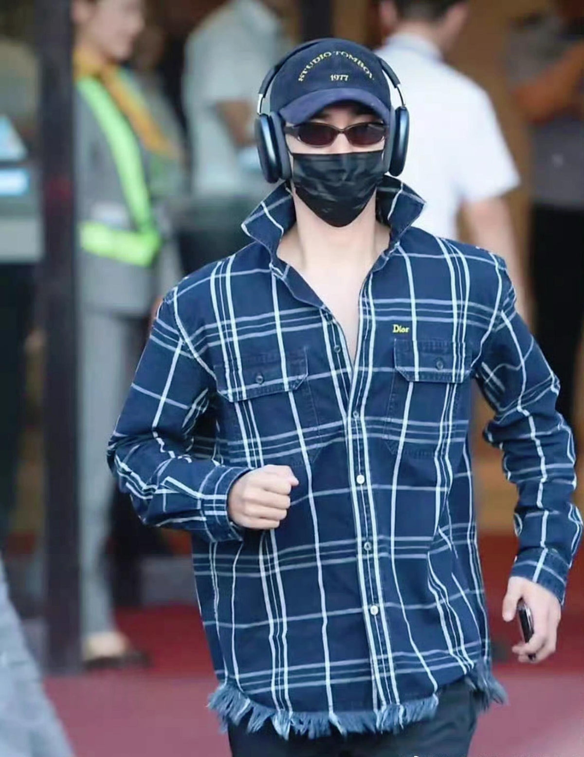 디올 체크 오버핏 셔츠