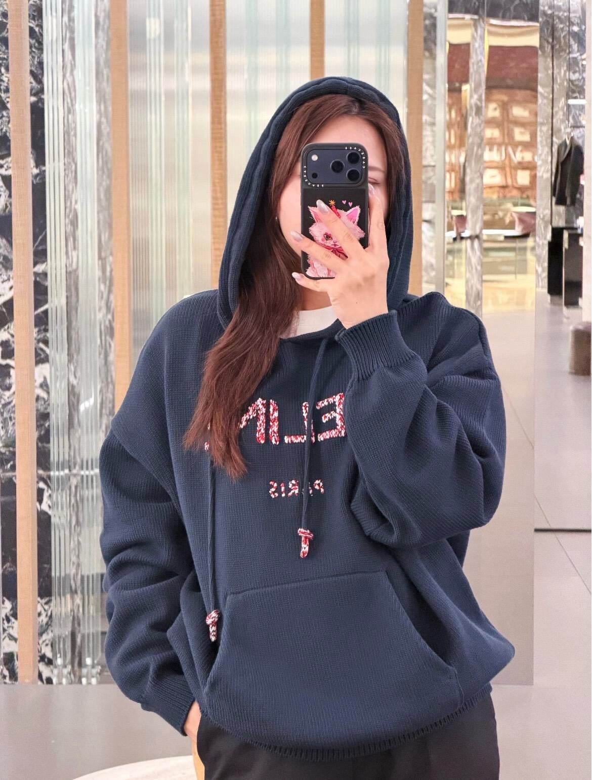 CEL 립드 코튼 후드티