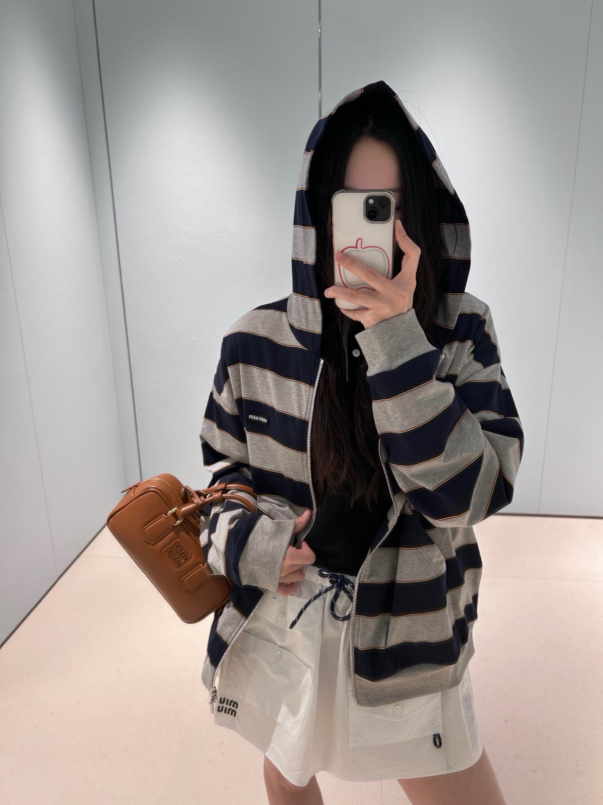 미우미우 스트라이프 저지 후디