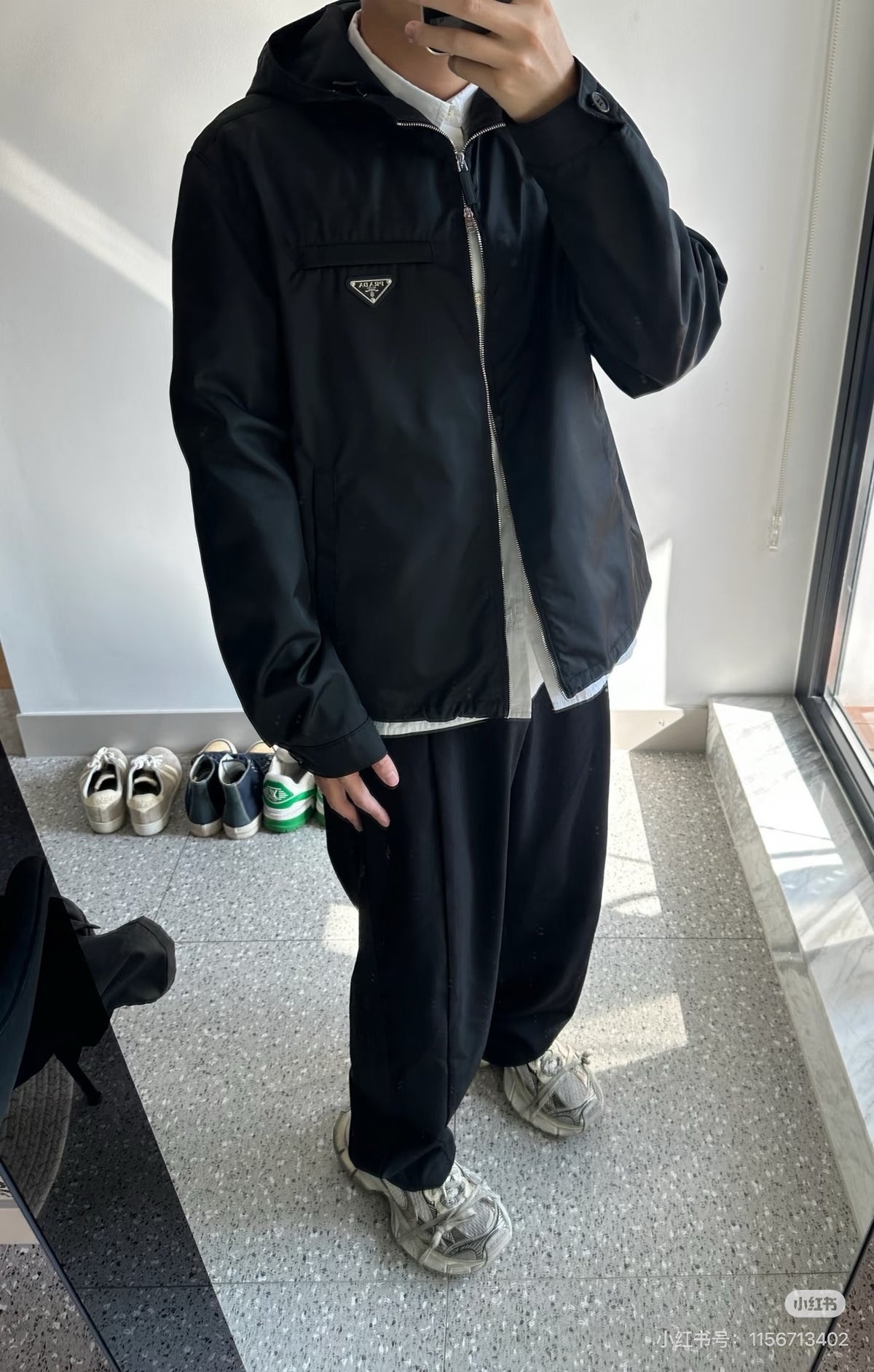 프라다 리나일론 후디드 자켓