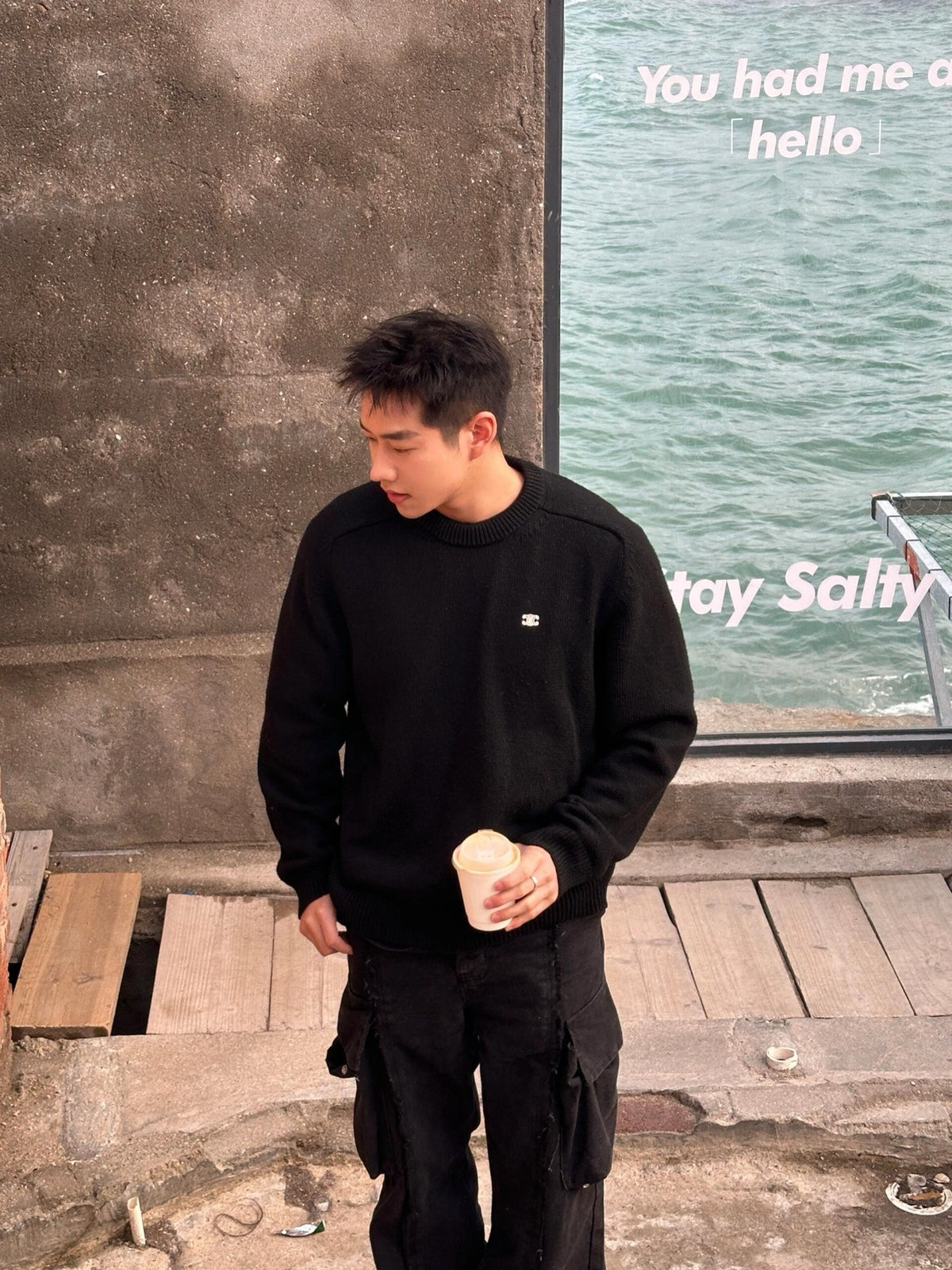 CEL 트리옹프 울 캐시미어 크루넥 스웨터