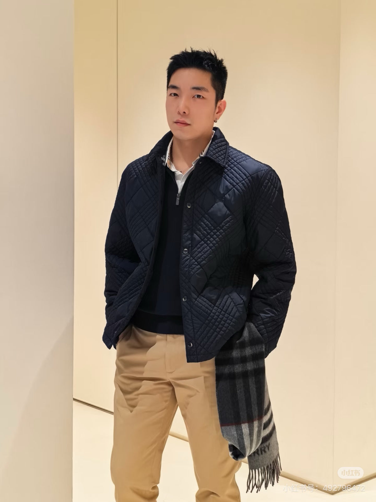 버버리 체크 스티치 자켓