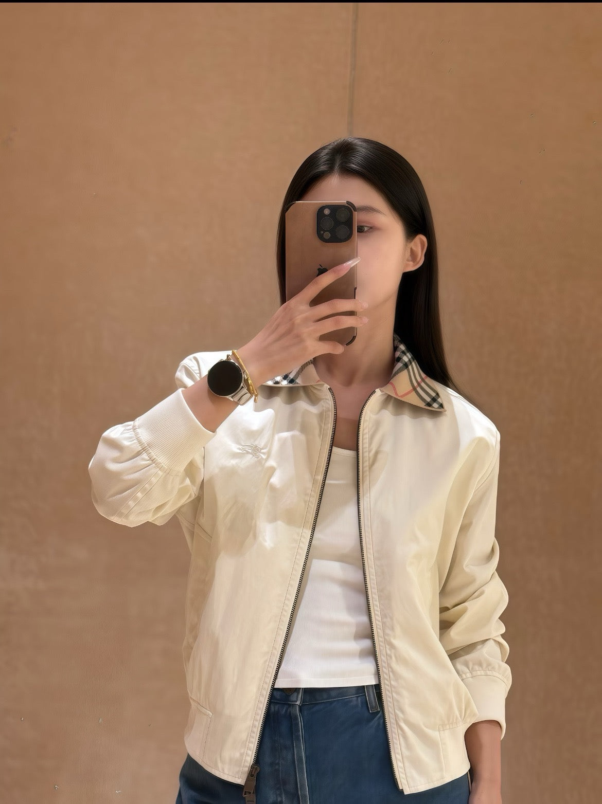 버버리 코튼 블루종 자켓