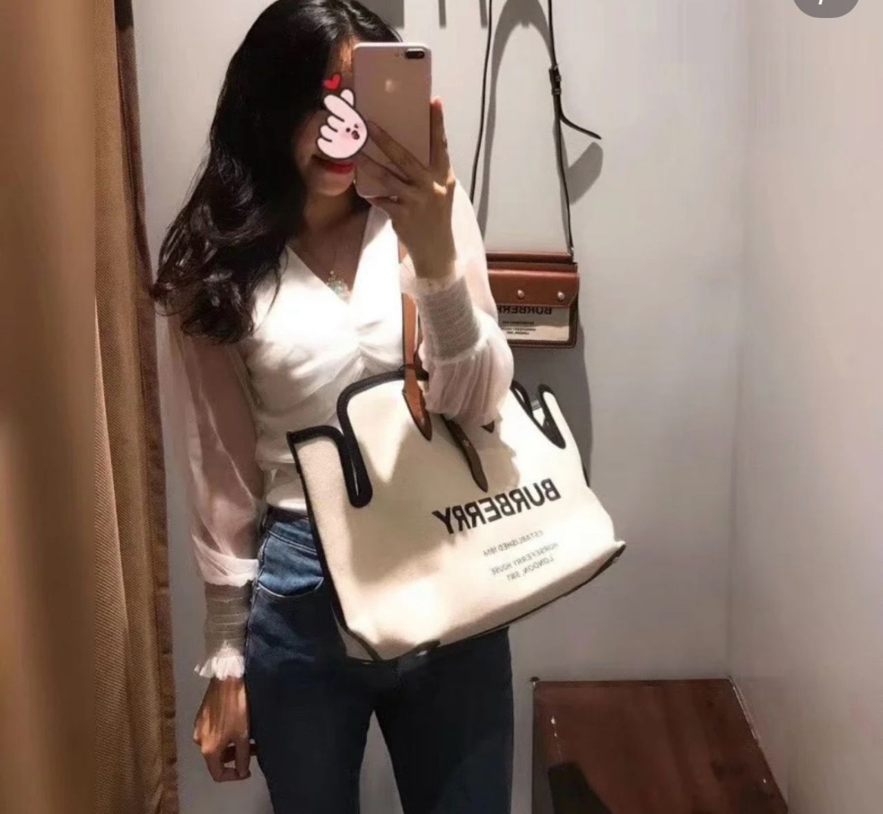 버버리 호스페리 스몰 캔버스 쇼퍼백