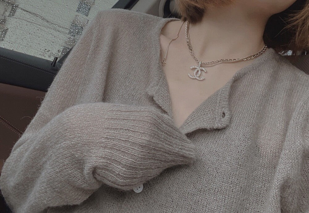 C 메탈 스트라스 목걸이